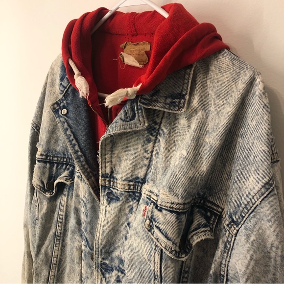 Rare Vintage Levis Hooded Acid Wash Denim Jacket - Picture 2 of 15